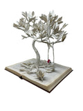 Tree with Swing Sculpture made from Book Pages / Handmade on Open Book (VH-GIVING-TREE)