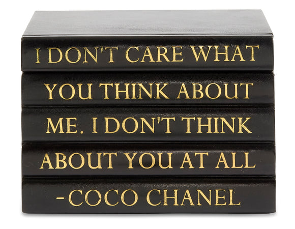 Black Leather Bound Box with Coco Chanel Quote 