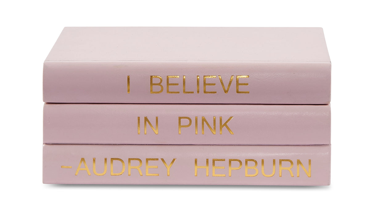 Pink Leather Box with I Believe in Pink Audrey Hepburn Quote (VH-BOX –  Vellum Home