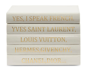 White Leather Bound Box with "Yes I speak French..." Quote (VH-BOX-WHT-FRENCH)