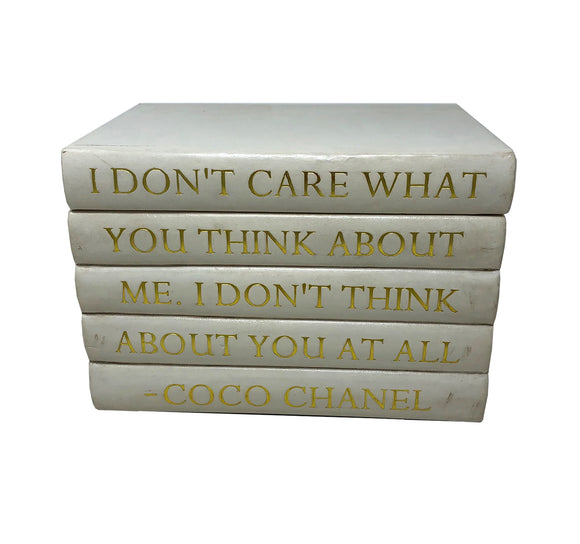 White Leather Bound Box with Coco Chanel Quote 