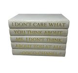 White Leather Bound Box with Coco Chanel Quote "I Don't Care What You Think..." (VH-BOX-WHT-THINK)