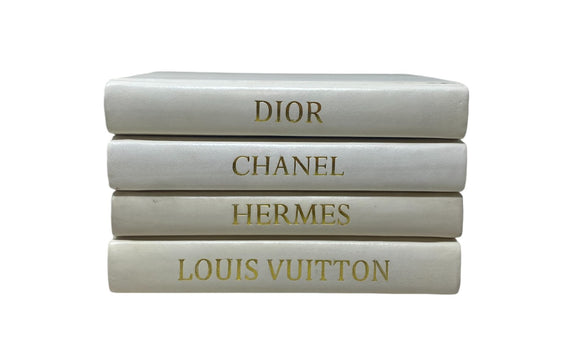 4 Vol. White Leather Books with Designer Names (VH-DESIGNER-WHT-04)