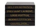 Black Leather Bound Box with "Yes I Speak French..." Quote in Gold (VH-BOX-BLK-FRENCH)