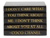 Black Leather Bound Box with Coco Chanel Quote "I Don't Care What You Think..." (VH-BOX-BLK-THINK)
