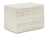 White Leather Bound Box with "A Girl Should Be..." Coco Chanel Quote (VH-BOX-WHT-COCO)