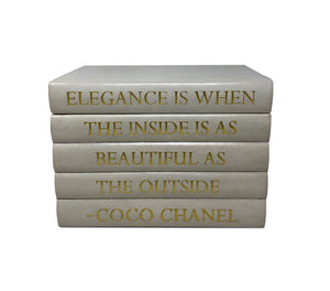 White Leather Bound Box with Elegance is When Coco Chanel Quote ( –  Vellum Home