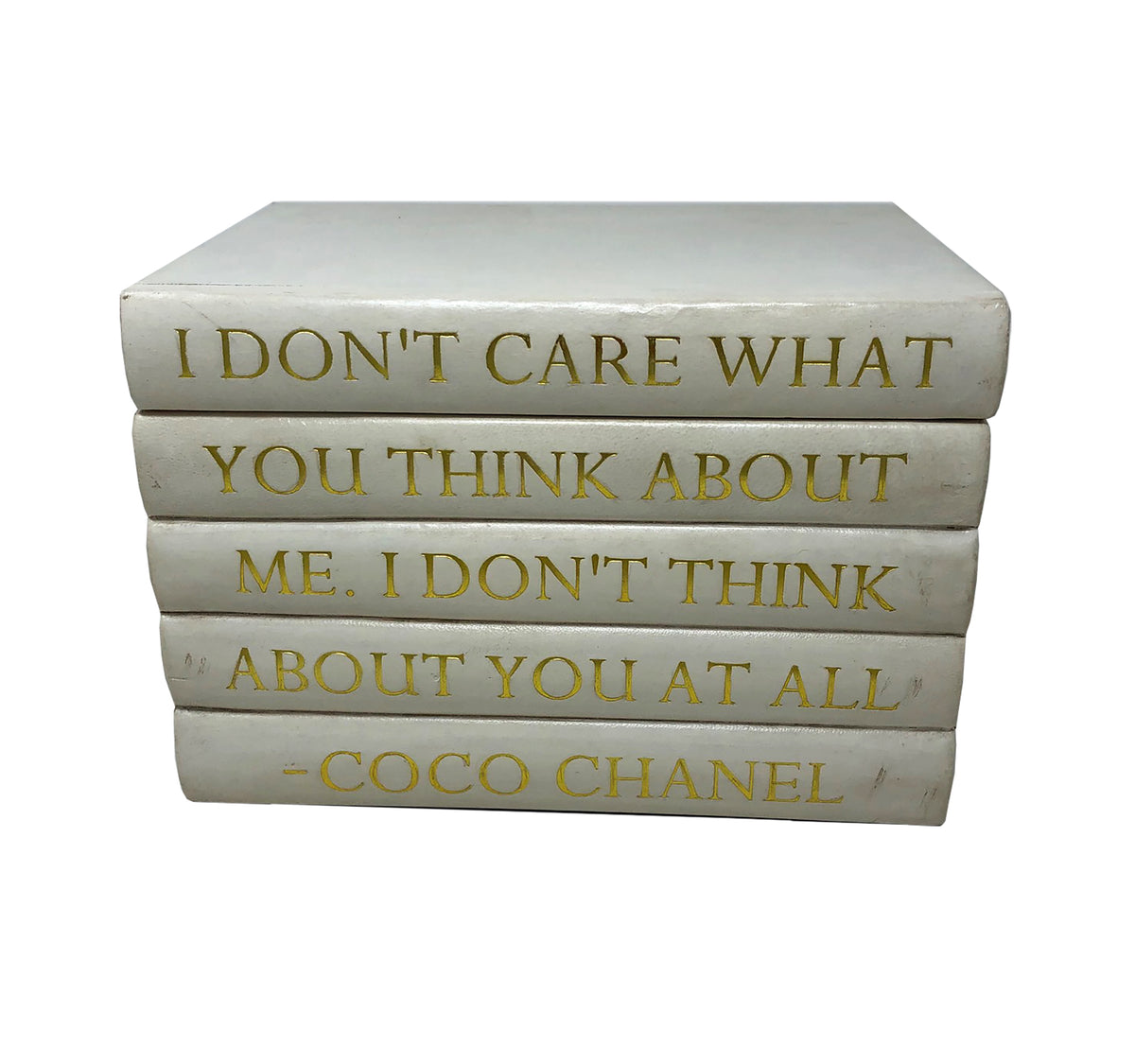 White Leather Bound Box with Coco Chanel Quote