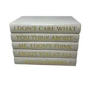 White Leather Bound Box with Coco Chanel Quote "I Don't Care What You Think..." (VH-BOX-WHT-THINK)