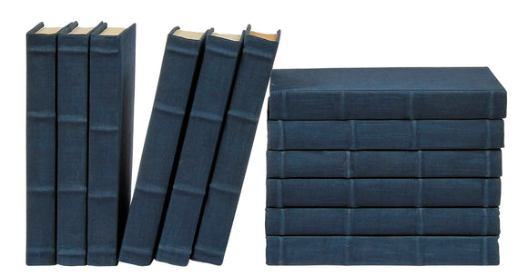 12 Vol. Full Linen Bound Decorative Books in Navy (VH-FL-NAVY-12)
