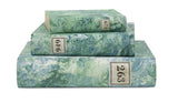Hand Painted Marble Book Box in Emerald Green & Blue - Large (VH-MBLG-EMBLU)