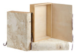 3 Piece Set of Hand Painted Marble Book Boxes in Cream (VH-MBSET-CR-03)