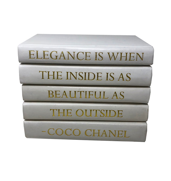 Black Leather Bound Box with Elegance is When Coco Chanel Quote ( –  Vellum Home